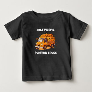 T-shirt Pour Bébé Camion de Citrouille Mignon Nom Personnalisé Garço