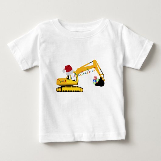 T-shirt Pour Bébé Camion de construction de l'excavatrice de Noël (Devant)