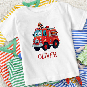 T-shirt Pour Bébé Camion de pompiers mignon et pompier