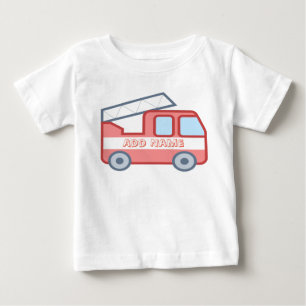 T-shirt Pour Bébé Camion de pompiers Personnaliser avec le nom