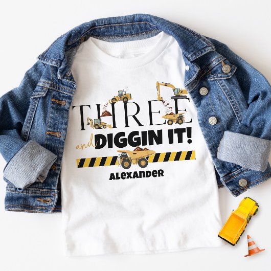 T-shirt Pour Bébé Camion de vidage de construction mignonne 3e anniv
