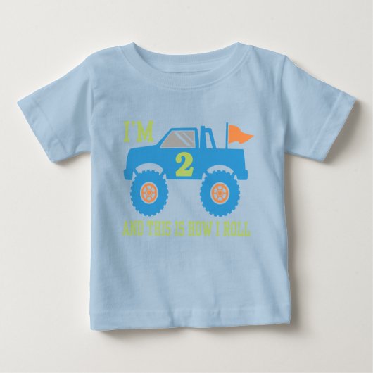 T-shirt Pour Bébé Camion Monster 2 Anniversaire (Devant)