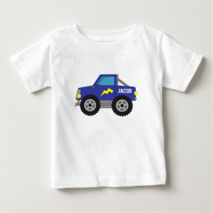 T-shirt Pour Bébé Camion Monstre Bleu de Course, pour Bébés Garçons