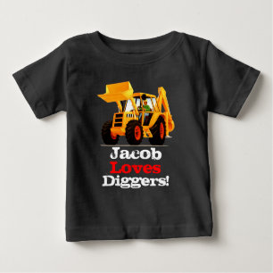 T-shirt Pour Bébé Camion nommé fait sur commande défonceur jaune de