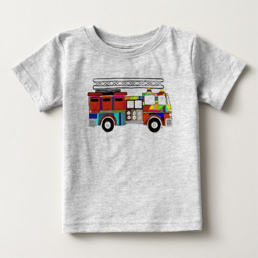 T-shirt Pour Bébé Camion pompier véhicule pompier urgence (Devant)