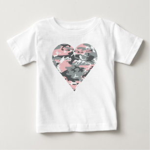 T-shirt Pour Bébé Camouflage rose et gris, Militaire, Armée