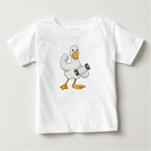 T-shirt Pour Bébé Canard à Bodybuilding avec Dumbbell