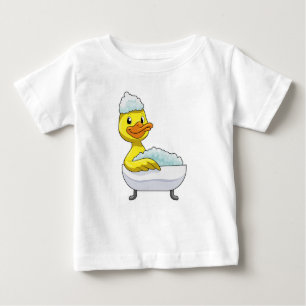 T-shirt Pour Bébé Canard à la baignade avec baignoire et mousse