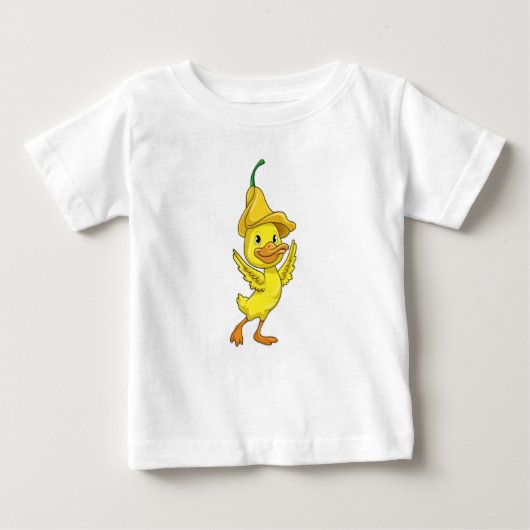 T-shirt Pour Bébé Canard avec Casquette Bell jaune (Devant)