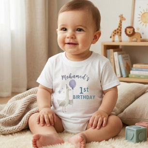 T-shirt Pour Bébé Canard Bleu Idiot Premier Anniversaire Enfants Per