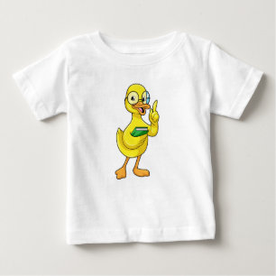 T-shirt Pour Bébé Canard comme enseignant avec livre et lunettes