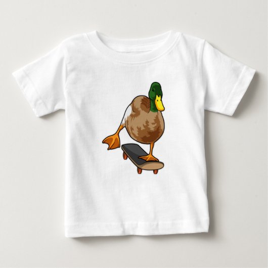T-shirt Pour Bébé Canard comme patineur avec skateboard (Devant)