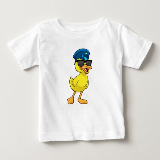 T-shirt Pour Bébé Canard comme pilote avec casquette pilote (Devant)