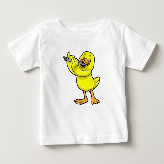 T-shirt Pour Bébé Canard en musique avec Flûte (Devant)