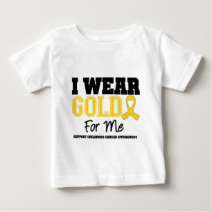 T-shirt Pour Bébé Cancer de l'enfance Je Porte Du Ruban D'Or Pour Mo