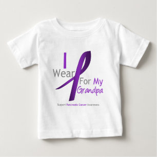 T-shirt Pour Bébé Cancer pancréatique je porte le grand-papa pourpr