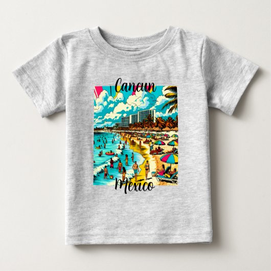 T-shirt Pour Bébé Cancun, Mexique avec une Vibe pop art (Devant)
