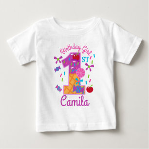 T-shirt Pour Bébé Candyland première lollipop d'anniversaire