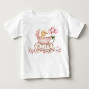 T-shirt Pour Bébé Caneton bébé fantaisiste dans un landau