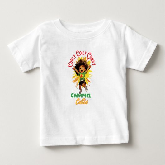 T-shirt Pour Bébé Caramel Cutie Curly Coily (Devant)