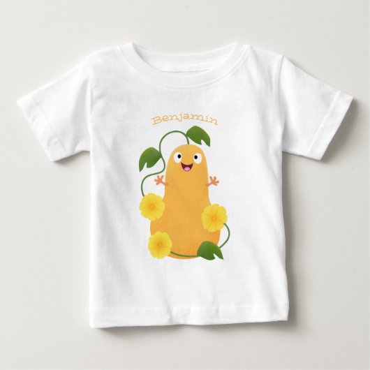 T-shirt Pour Bébé Caricature citrouille gourde en beuret joyeux (Devant)