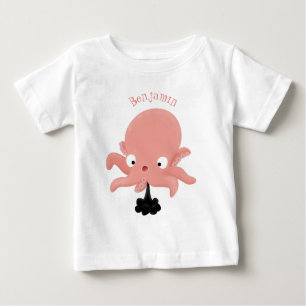 T-shirt Pour Bébé Caricature de bébé pieuvre rose mignonne humour