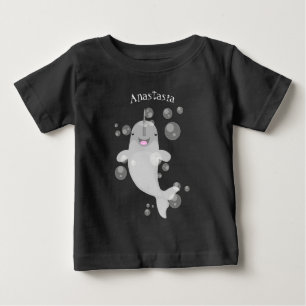 T-shirt Pour Bébé Caricature de bulles de narval joyeux