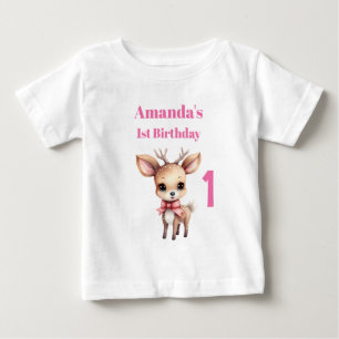 T-shirt Pour Bébé Caricature de cerfs-de-Bébé mignon Illustration 1e