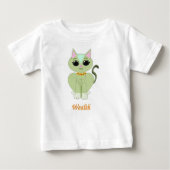 T-shirt Pour Bébé Caricature de chat kitty vert mignon (Devant)