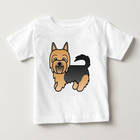 T-shirt Pour Bébé Caricature de chien de Terrier Australien Bleu Et (Devant)