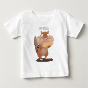 T-shirt Pour Bébé Caricature de chipmunk à grosses joues mignonnes