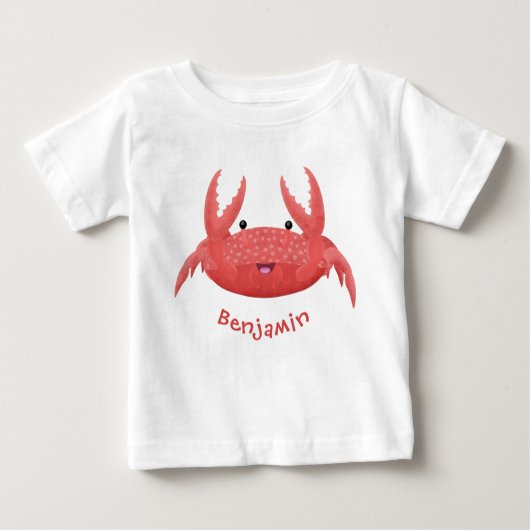 T-shirt Pour Bébé Caricature de crabe rouge cuite (Devant)
