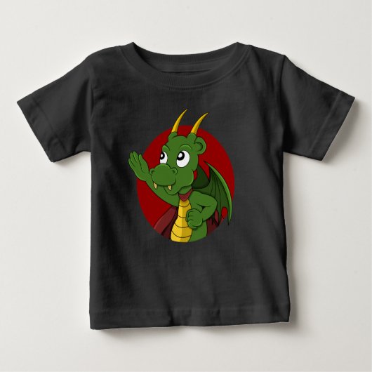 T-shirt Pour Bébé Caricature de dragon vert (Devant)
