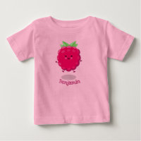 Caricature de framboise très heureuse