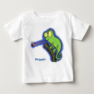 T-shirt Pour Bébé Caricature de lézard de caméléon vert joyeux