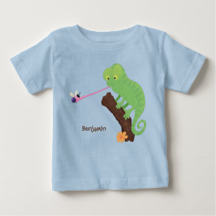 T-shirt Pour Bébé Caricature de lézard de caméléon vert joyeux