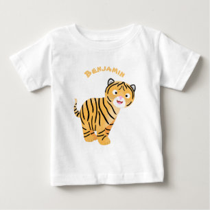 T-shirt Pour Bébé Caricature de petit tigre joyeux
