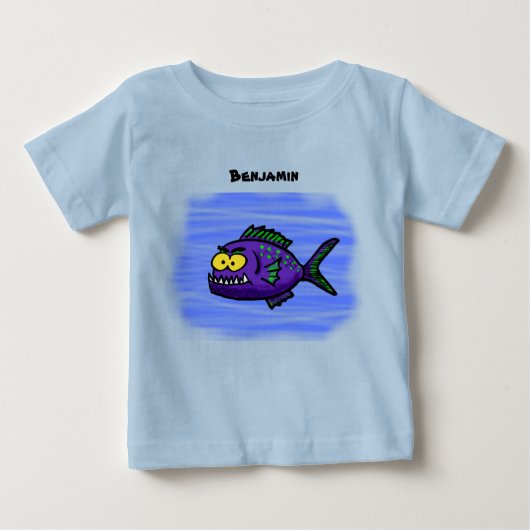 T-shirt Pour Bébé Caricature de poisson de Piranha (Devant)
