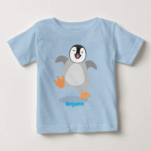 T-shirt Pour Bébé Caricature de poussin de pingouin mignon et joyeus (Devant)