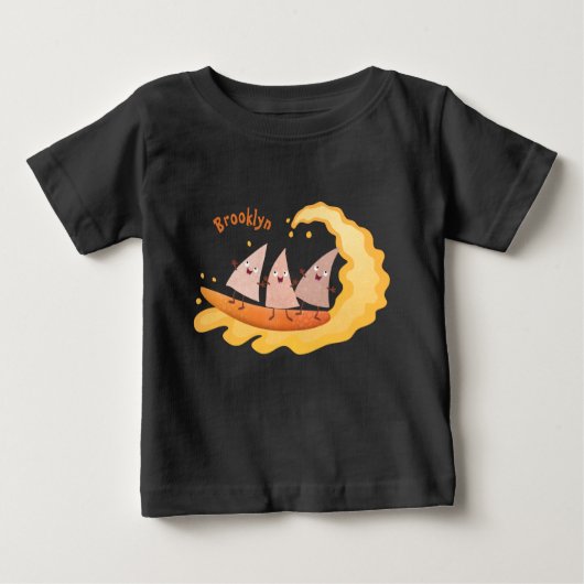 T-shirt Pour Bébé Caricature de surf pour chips de maïs mignonette n (Devant)