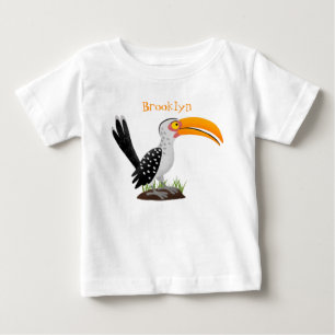 T-shirt Pour Bébé Caricature d'oiseau de safari de barbecue jaune am