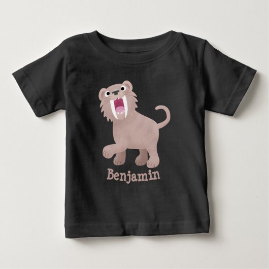 T-shirt Pour Bébé Caricature du tigre mignon Saber Toothed Smilodon (Devant)