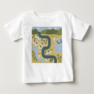 T-shirt Pour Bébé Caricature élégante paysage carte de voyage