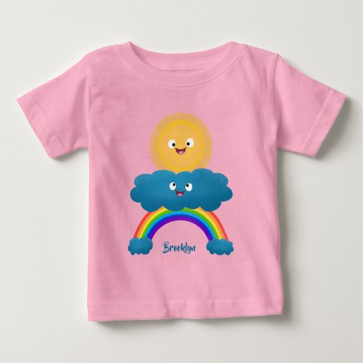 T-shirt Pour Bébé Caricature en arc-en-ciel du joyeux nuage de solei (Devant)