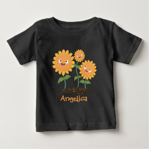 T-shirt Pour Bébé Caricature joli tournesol souriant illustration
