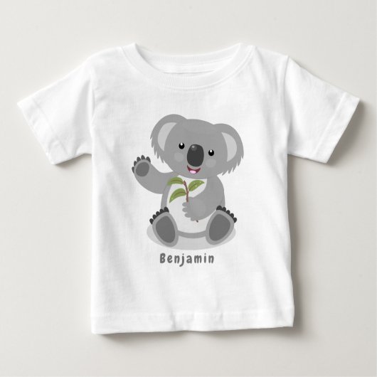 T-shirt Pour Bébé Caricature joyeux koala agitant (Devant)