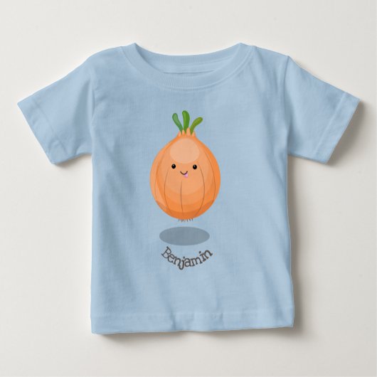 T-shirt Pour Bébé Caricature vert oignon brun joli (Devant)