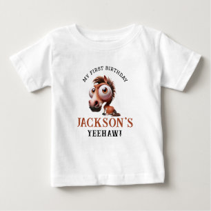 T-shirt Pour Bébé Caricatures du cheval 1er anniversaire