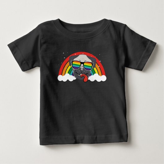 T-shirt Pour Bébé Carlin arc-en-ciel mou (Devant)