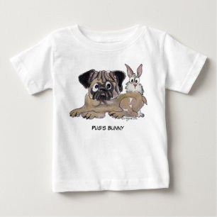 T-shirt Pour Bébé Carlin Bunny mignon chien de dessin